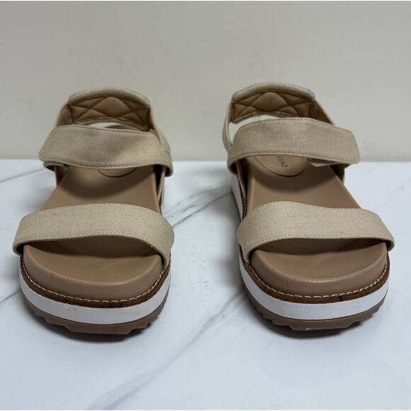 Lucky Brand Womens Platform Sandals Size 7.5M Beige Textile Comfort - Picture 4 of 10